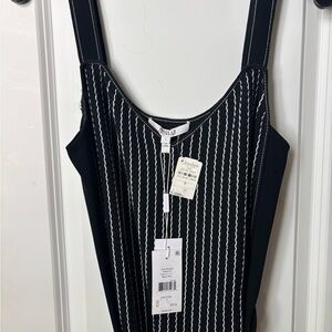 10 Crosby Derek Lam Black Striped Asymmetrical Dress 2/4